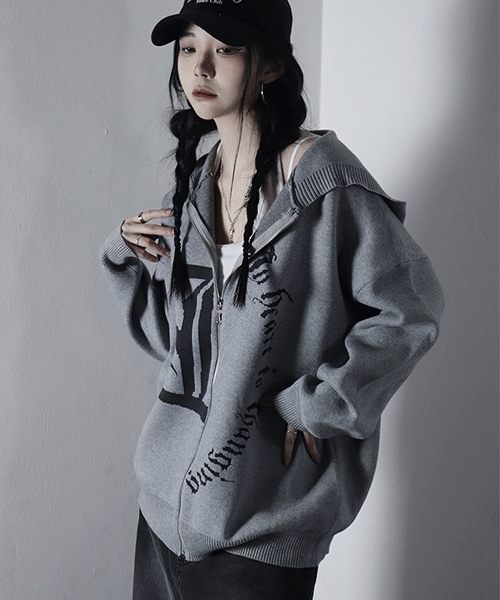 [unisex] lettering knit zip-up 5,424円
