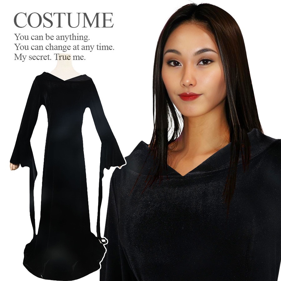 モーティシア ドレス コスチューム アダムス Wednesday ウェンズデー ホラー ゴシック 女の子 女性 レディース ガールズ 魔女 ファミリー お化け 衣装 仮装 パーティー イベント 誕生日
