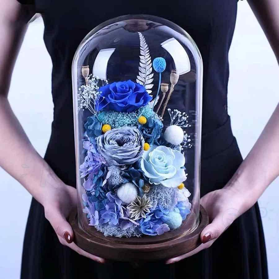 プリザーブドフラワー 枯れない花 プレゼント 花 結婚記念日 妻 バラ ギフト ガラスポット ケース入り ぶりざーどフラワー 薔薇 ドライフラワー アレンジ ギフト