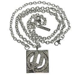 22646PSS01 Pロゴ ホワイトストーン プレートネックレス シルバー