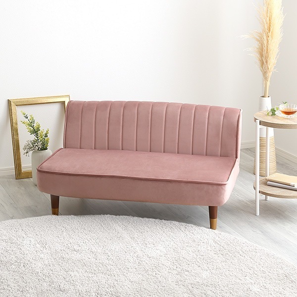 ローソファ ベロア調の脚付き 大人かわいいインテリア
