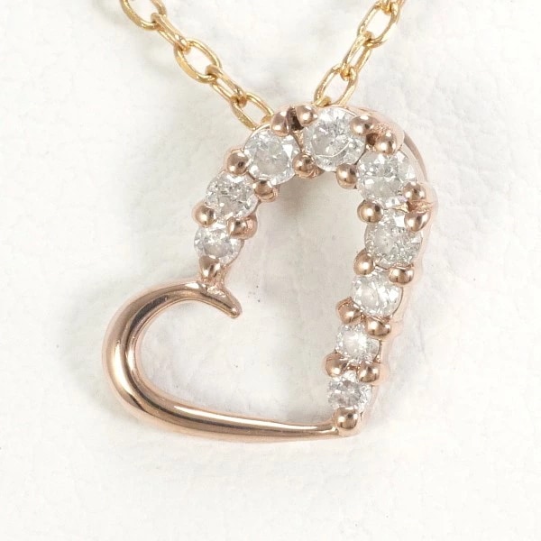 K10 10金 PG ピンクゴールド ネックレス ダイヤ 0.10 約42cm ジュエリー 中古