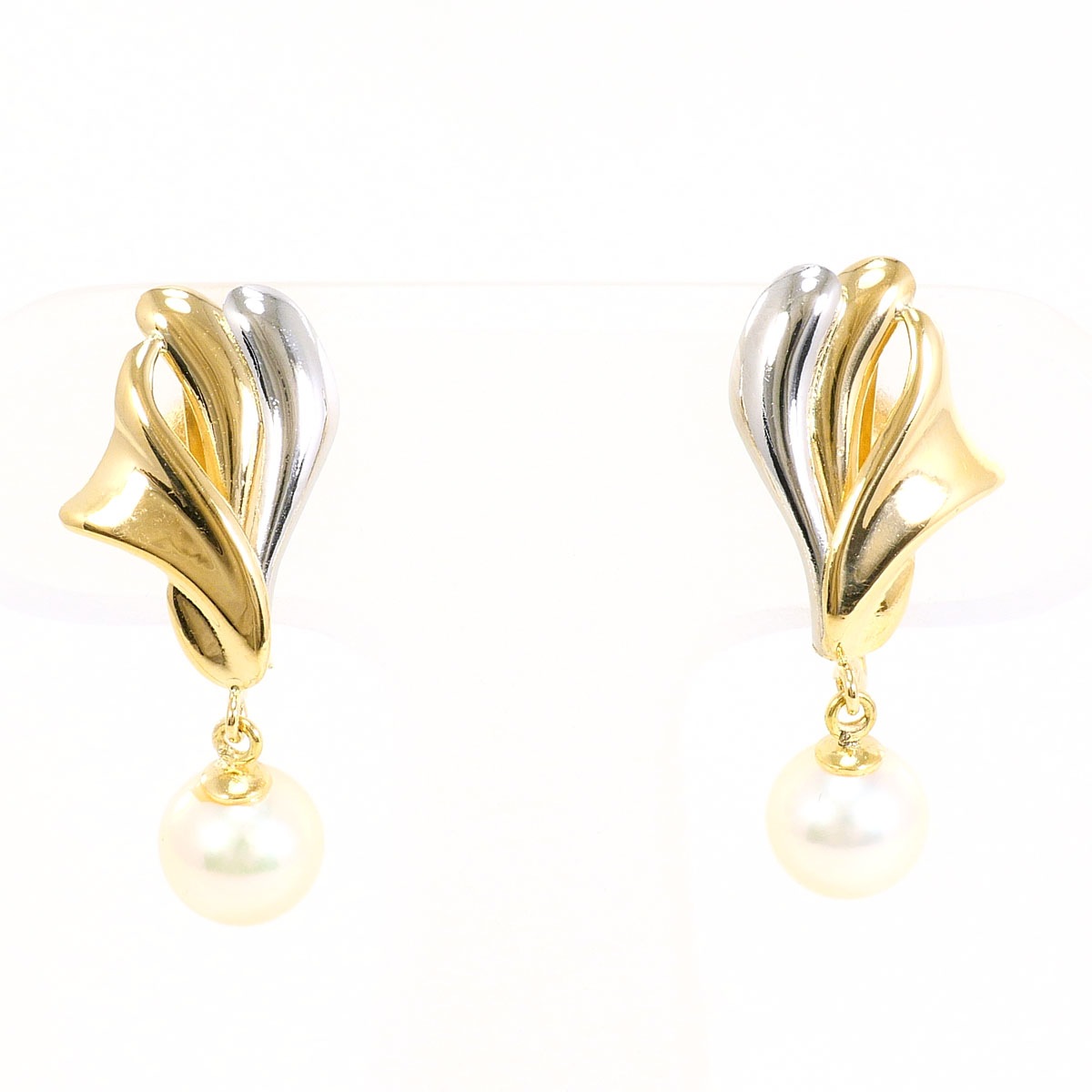 PT900 プラチナ K18 18金 YG イエローゴールド イヤリング パール（真珠） 総重量約2.2g 中古