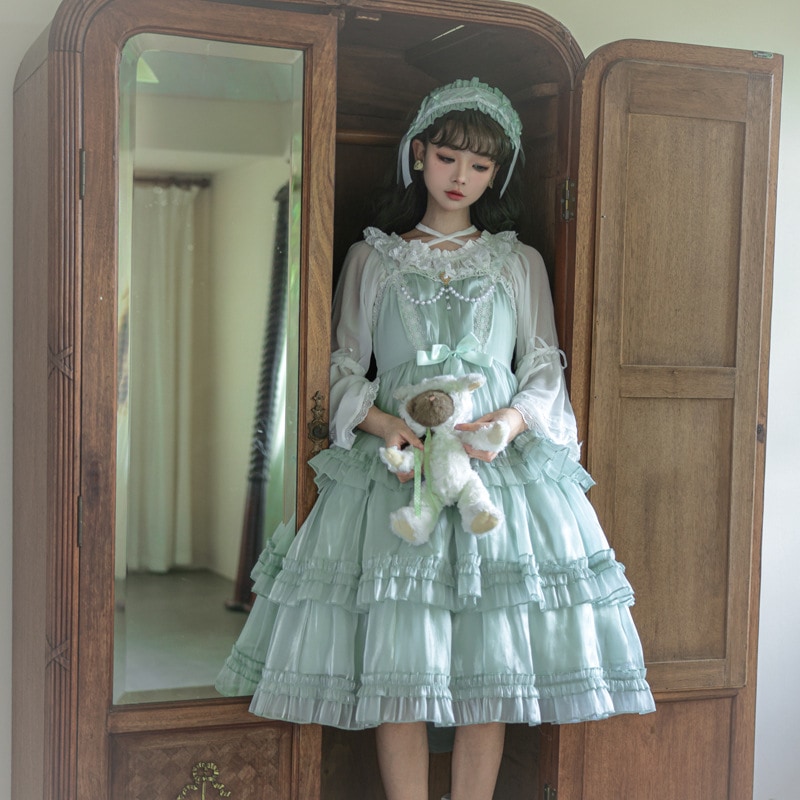 ロリータスカートJSK三段式ケーキスカートロリータドレスワンピース Qoo10] ロリータスカート JSK 3段ケーキスカ : レディース服