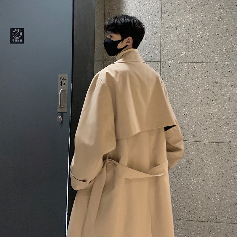 カーキトレンチコートジャケットメンズミディアムレングス2023秋新韓潮レジャーコートシニア感覚紳士服