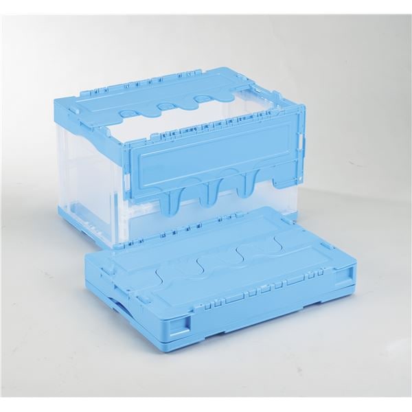 フタ付き折りたたみコンテナ/オリコン (50L/ブルー透明) CF-S51NR 岐阜プラスチック工業