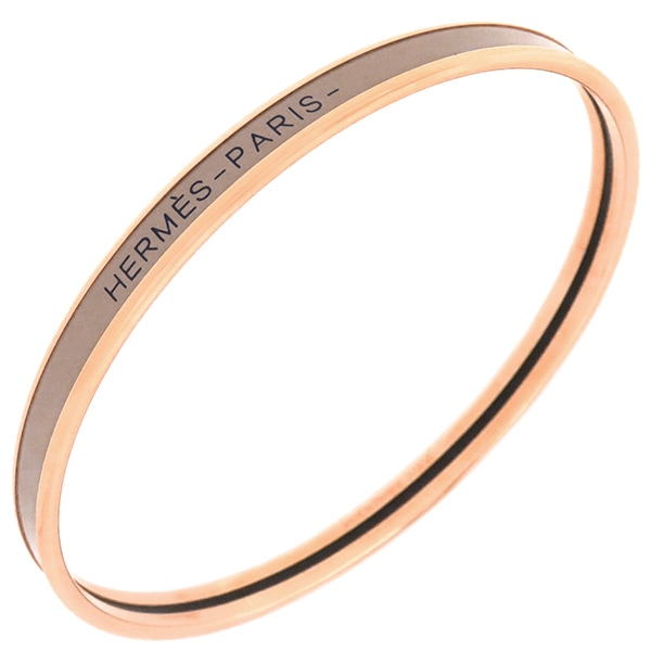 エルメス HERMES ブレスレット ユニ GP エナメル マロングラッセXピンクゴールド 茶 ベージュ 【箱】【中古】