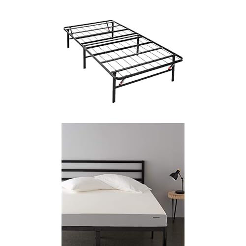 ベッド フレーム シングル 簡単組立て メタル 6本脚サポート 工具不要 ブラック, 36cm(高さ)