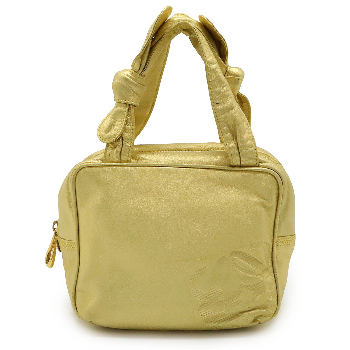 オールドロエベ アナグラム ハンドバッグ ミニバッグ レザー メタリックゴールド ゴールド金