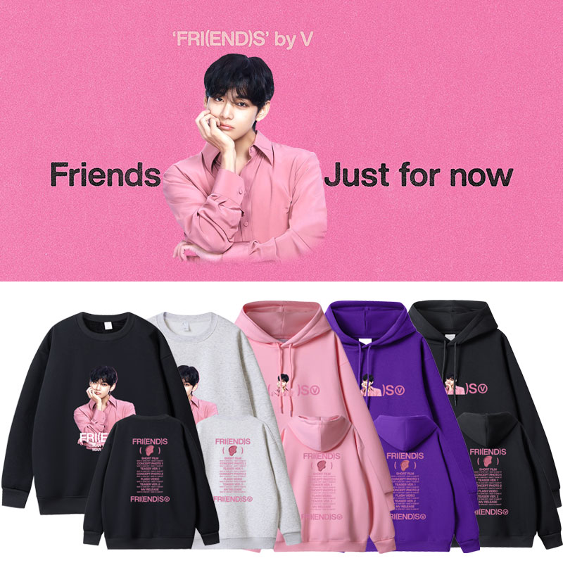 【期間限定 】 v体隊 シングル Friends 応援服プラスベルベット薄手プルオーバートップス 春物女性用2枚購入でカード1パスケース