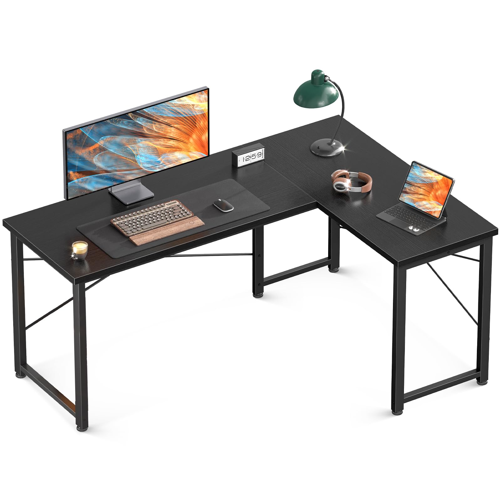 ODK パソコンデスク l字デスク 幅120 ゲーミングデスク デスク 机 pcデスク エル字デスク オフィスデスク 仕事用 在宅勤務 組立簡単 ブラック