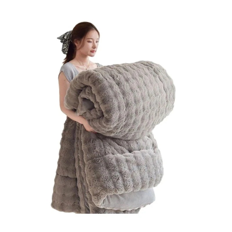 布団 長方形 シングルサイズ おしゃれ 豪華 ラビットファー調 フランネル 掛け布団 発熱毛布 裏起毛 増量タイプ ボリューム感がたっぷり 用寝具