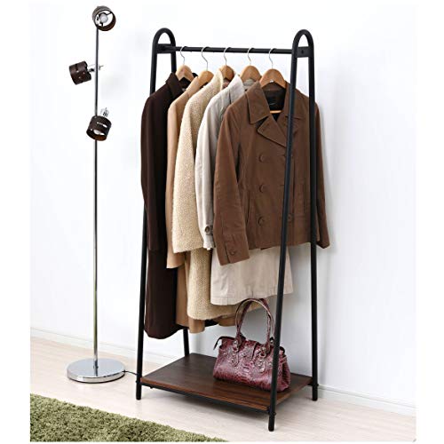 山善 ハンガーラック 幅66×奥行39.5×高さ151cm A型タイプ 棚板付き 全体耐荷重50kg 見せる収納 組立品 ウォルナット/ブラック ASH-S(WL/BK) 6,390円