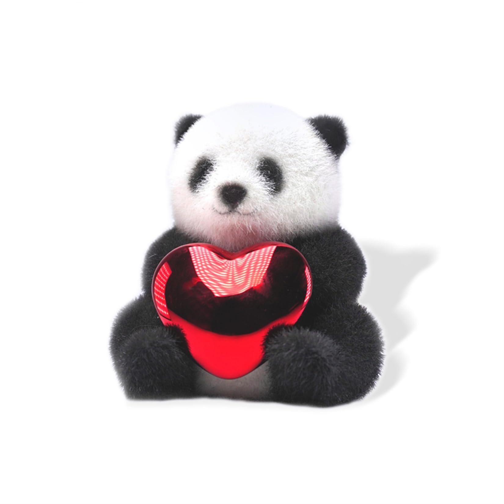 JXK 1/6 パンダ 11cm 熊猫 フィギュア ハート フロック加工 動物 模型 記念品 置物 飾り 可愛い インテリア コレクション オブジェ 贈り物 プレゼント 置物 コレクション