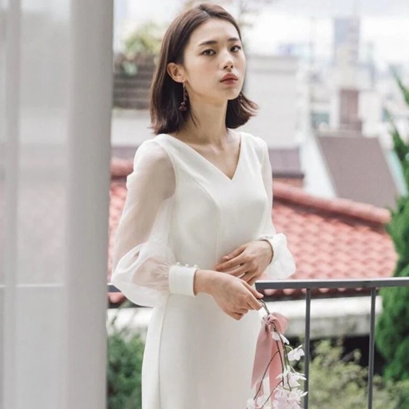 韓国ファッション ドレス 同窓会 お呼ばれドレス ドレス 結婚式 フォトウエディング 花嫁 安い ウエディングドレス シンプル ワンピース 結婚式 花嫁 パーティードレス ウェディングドレス