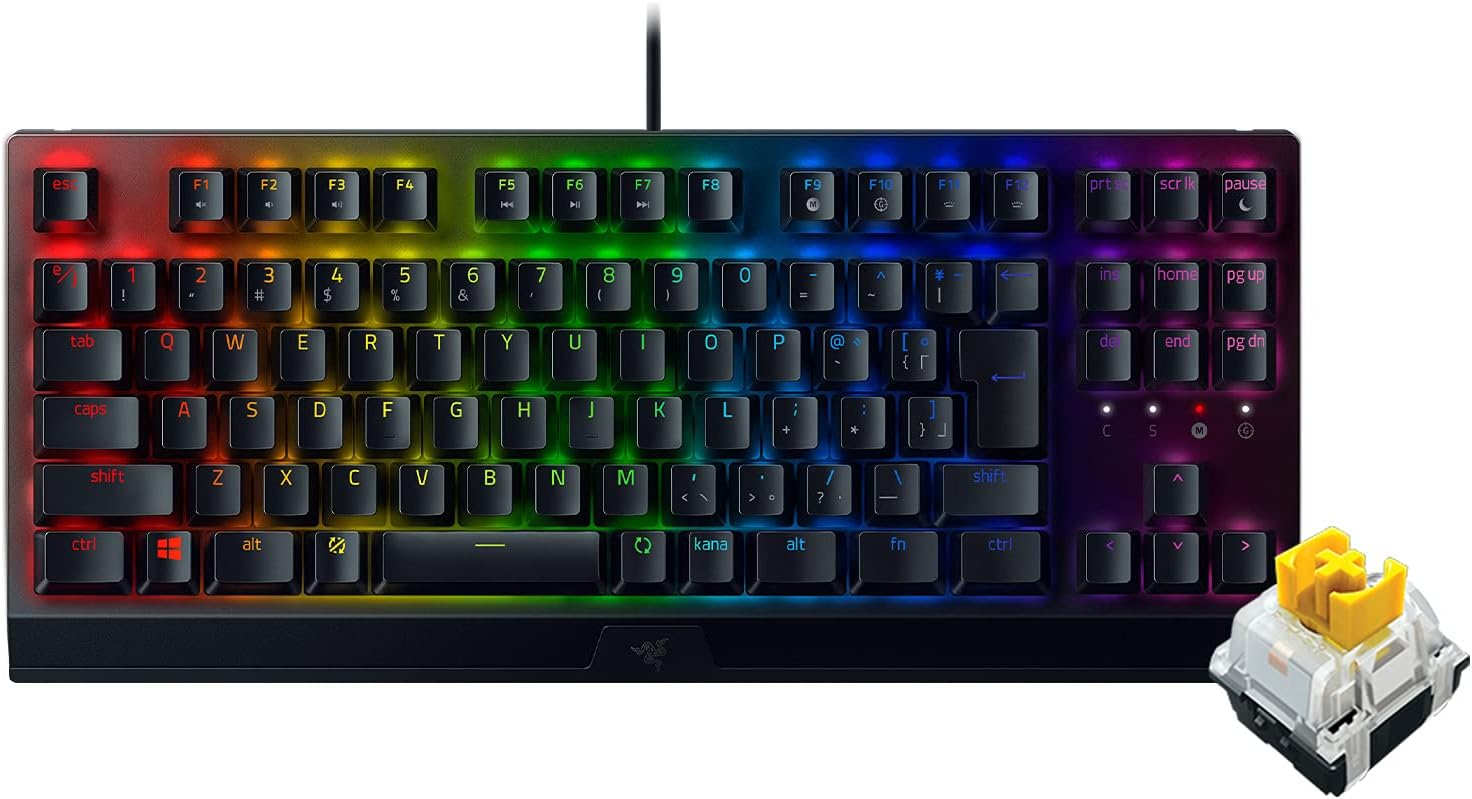 ゲーミングキーボード テンキーレス メカニカルキーボード BlackWidow V3 Tenkeyless JP - Yellow Switch メカニカル イエロー軸 クリアハウジング Chroma