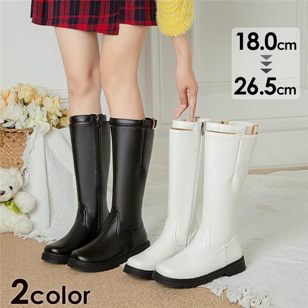 ミドルブーツ ロングブーツ ファスナー 美脚 カジュアル 子供18.5 19.0小さいサイズ レディース 大きいサイズ26.5 シューズ 靴 スムース 秋 冬 春 10代 20代 30代 40代 ホ
