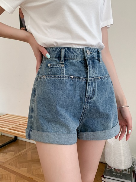 LIERKISS リエキス ソフトロールヘムデニムショートパンツ