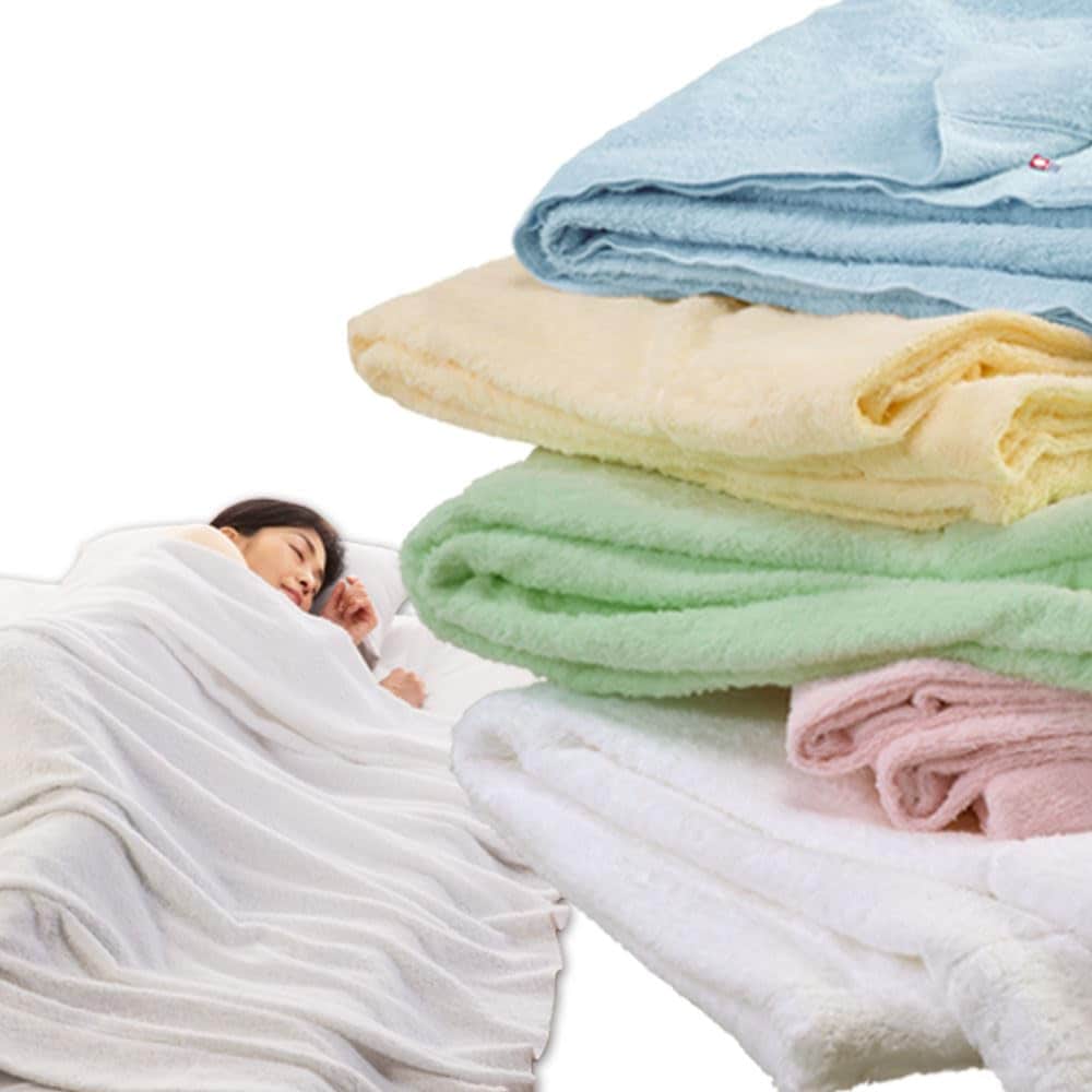 タオルケット シングル 140×190cm 日本製 無地 パイルが抜けにくい 洗える 綿タオル地 　 (ホワイト)