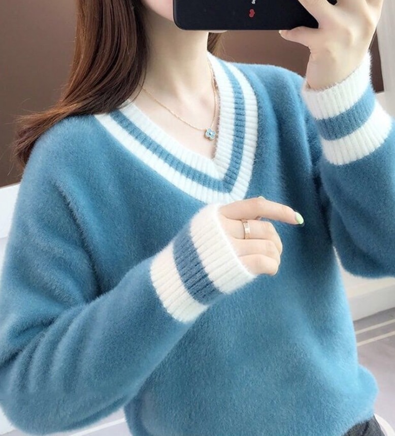 トップス デート モテアイテム ニットソー ざっくりニット 長袖 Vネック モコモコ ふわふわ 可愛い きれいめ 上品 おしゃれ かっこいい 可愛い ラブリー キュート ガーリー クール