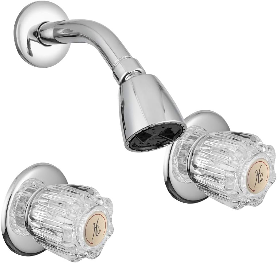 Dura Faucet 経済的なシャワー蛇口ノブとシャワーヘッド アーム付き - クリスタルアクリルノブ (クロームポリッシュ)