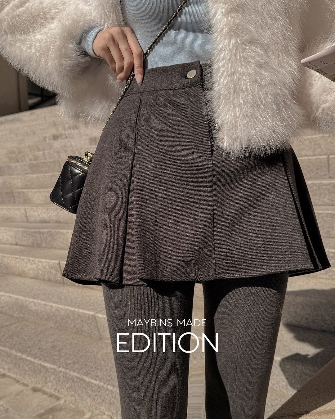 プリーツミニスカート(裏地パンツ付き)韓国ファッション レディース