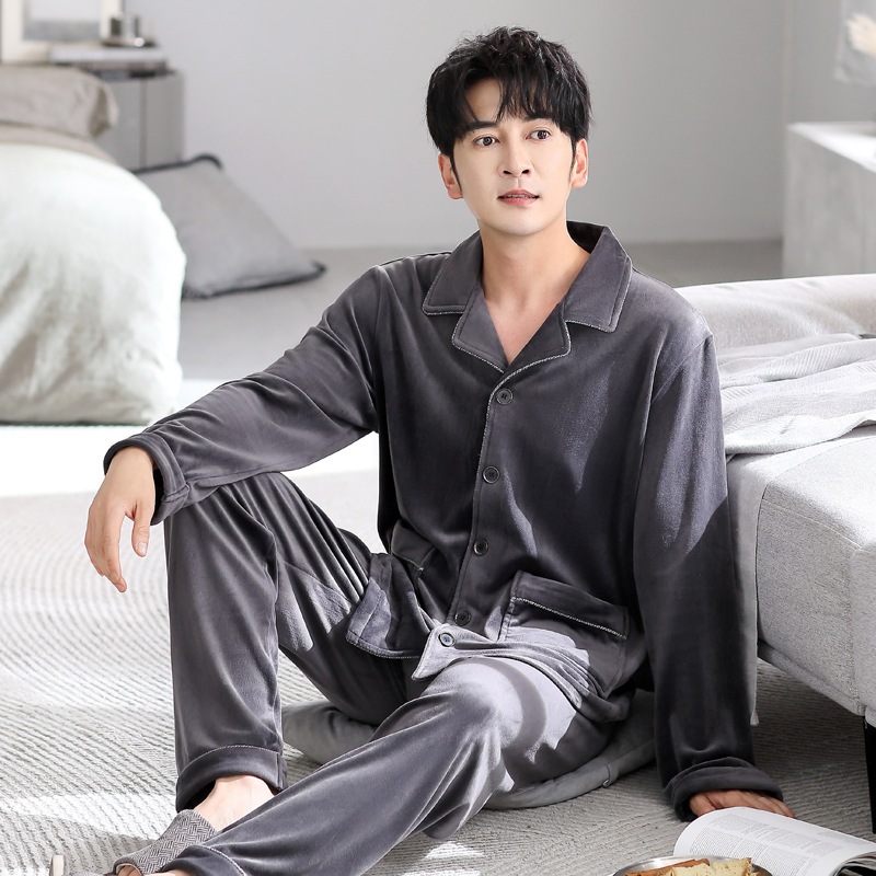 メンズパジャマ冬フランネル厚手のベルベットメンズ秋冬アイランドベルベット大きいサイズ冬コーラルベルベットホーム服