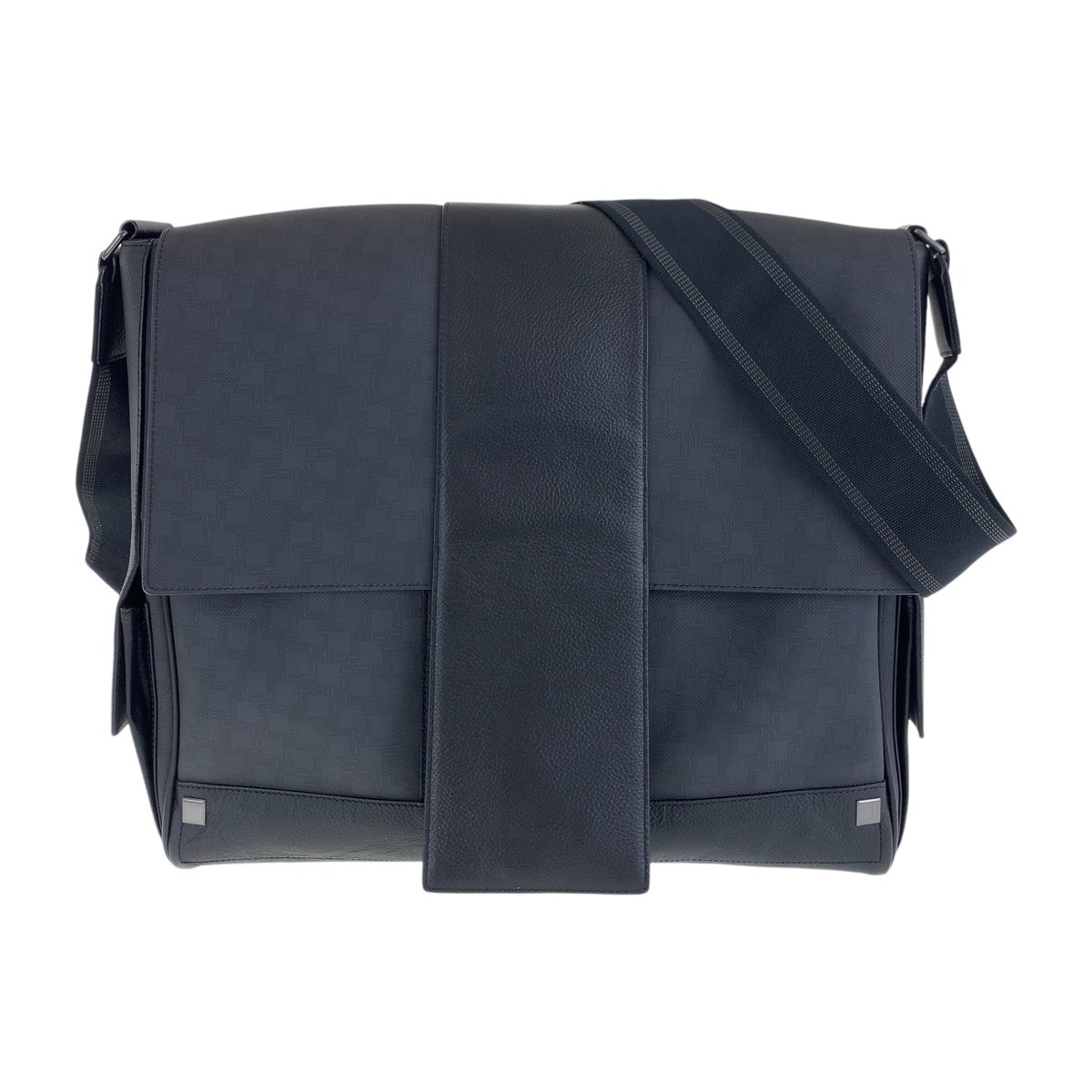 美品 ブラック 黒 ガンメタ金具 PVC/レザー ショルダーバッグ メッセンジャーバッグ メンズ 501428