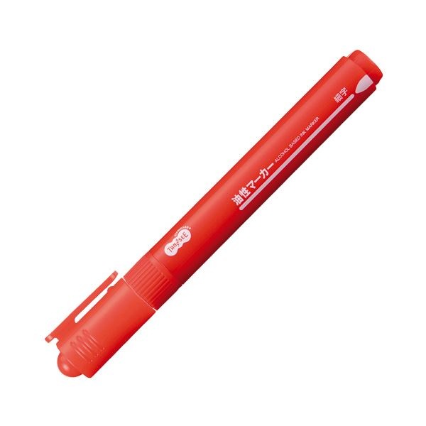大人気 （まとめ）TANOSEE キャップ式油性マーカー [x30] 1セット（10本） 赤 細字 シングル 筆記具