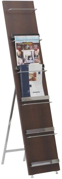 マガジンラック おしゃれ 木製 5段スリム 幅30×奥行50×高さ140cm ブラウン