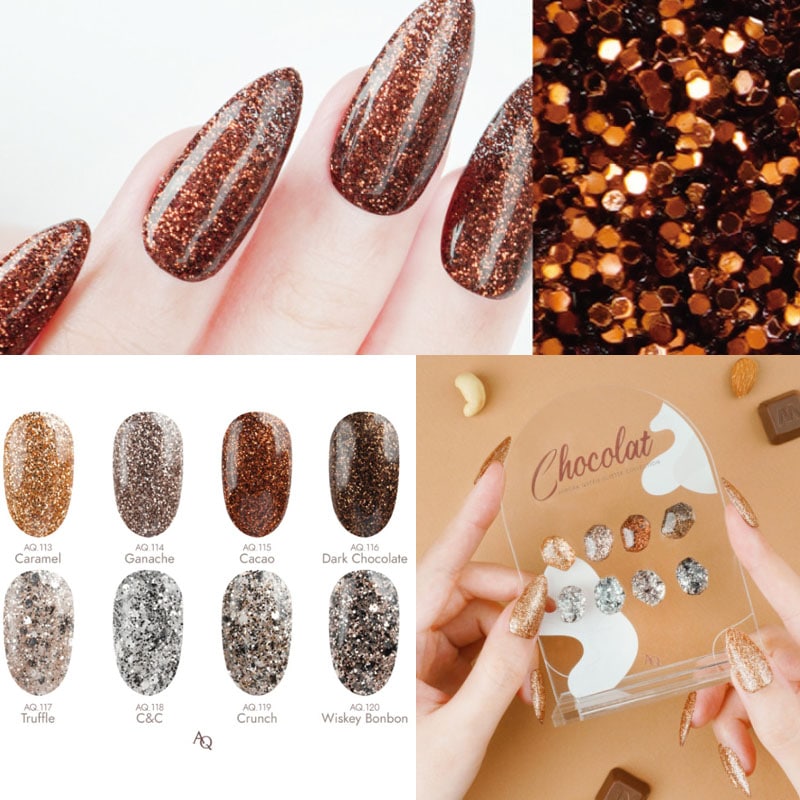 DGEL 【CHOCOLAT 】 AURORA QUEEN GLITTER COLLETION 8色 セット
