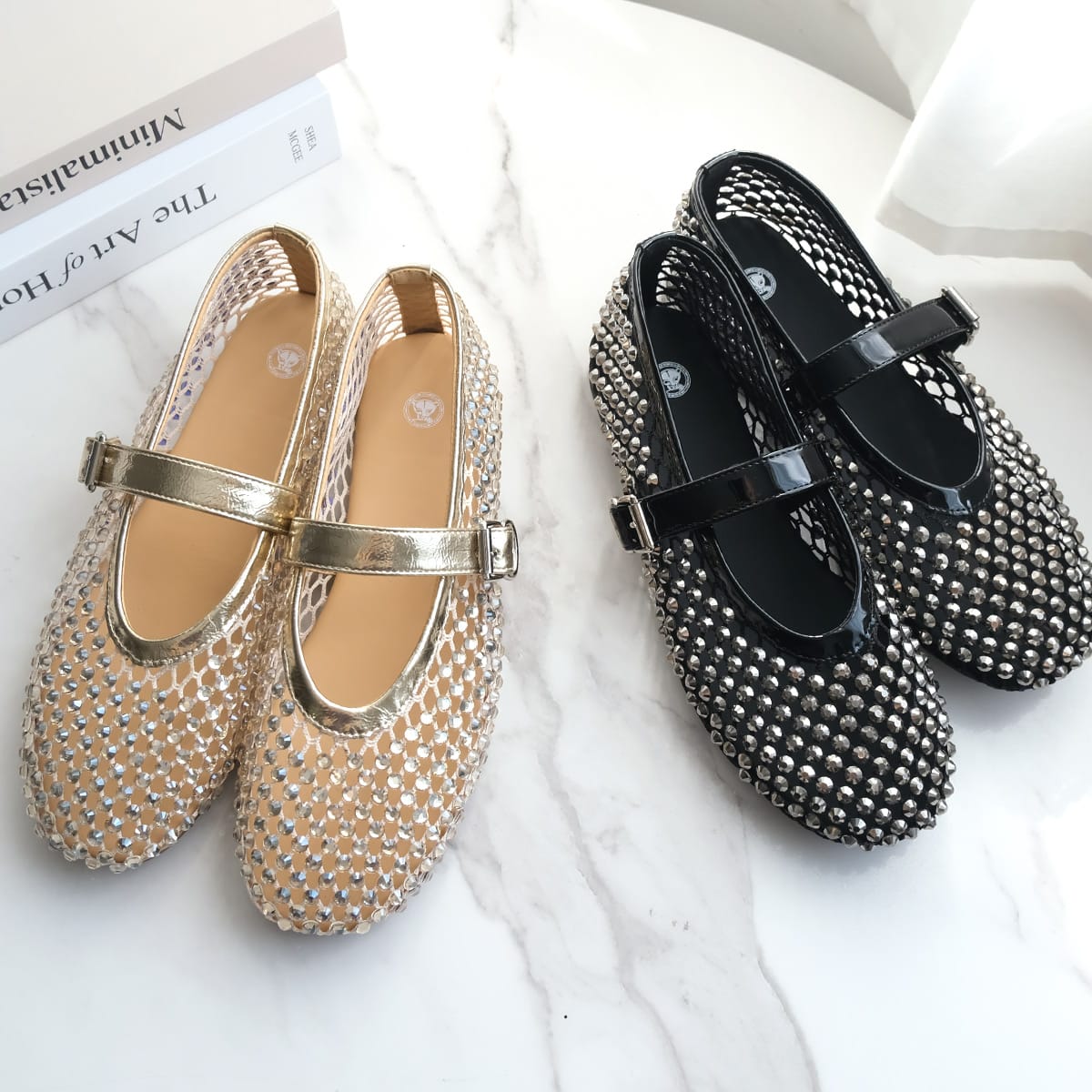 メリージェーンフラットシューズスタッズ レディース