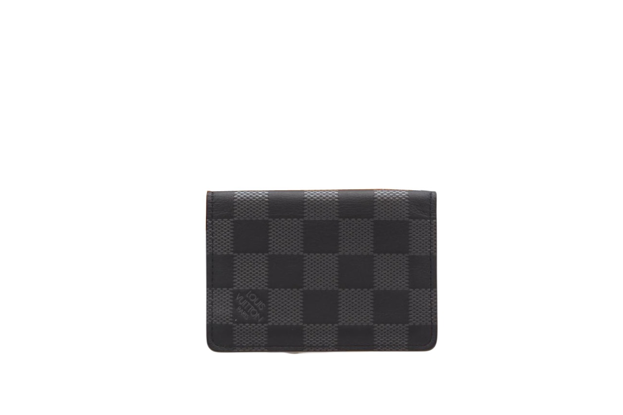 3日以内返品可 美品 カードケース アンフィニ カードケース オーガナイザ ドゥ ポッシュ N60183 ブラック シルバー トリヨンレザー メンズ