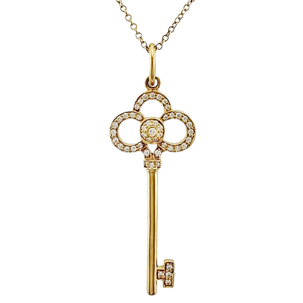 ティファニー クラウンキー ネックレス 18金 K18イエローゴールド ダイヤモンド TIFFANY&Co. 中古 美品 192,500円