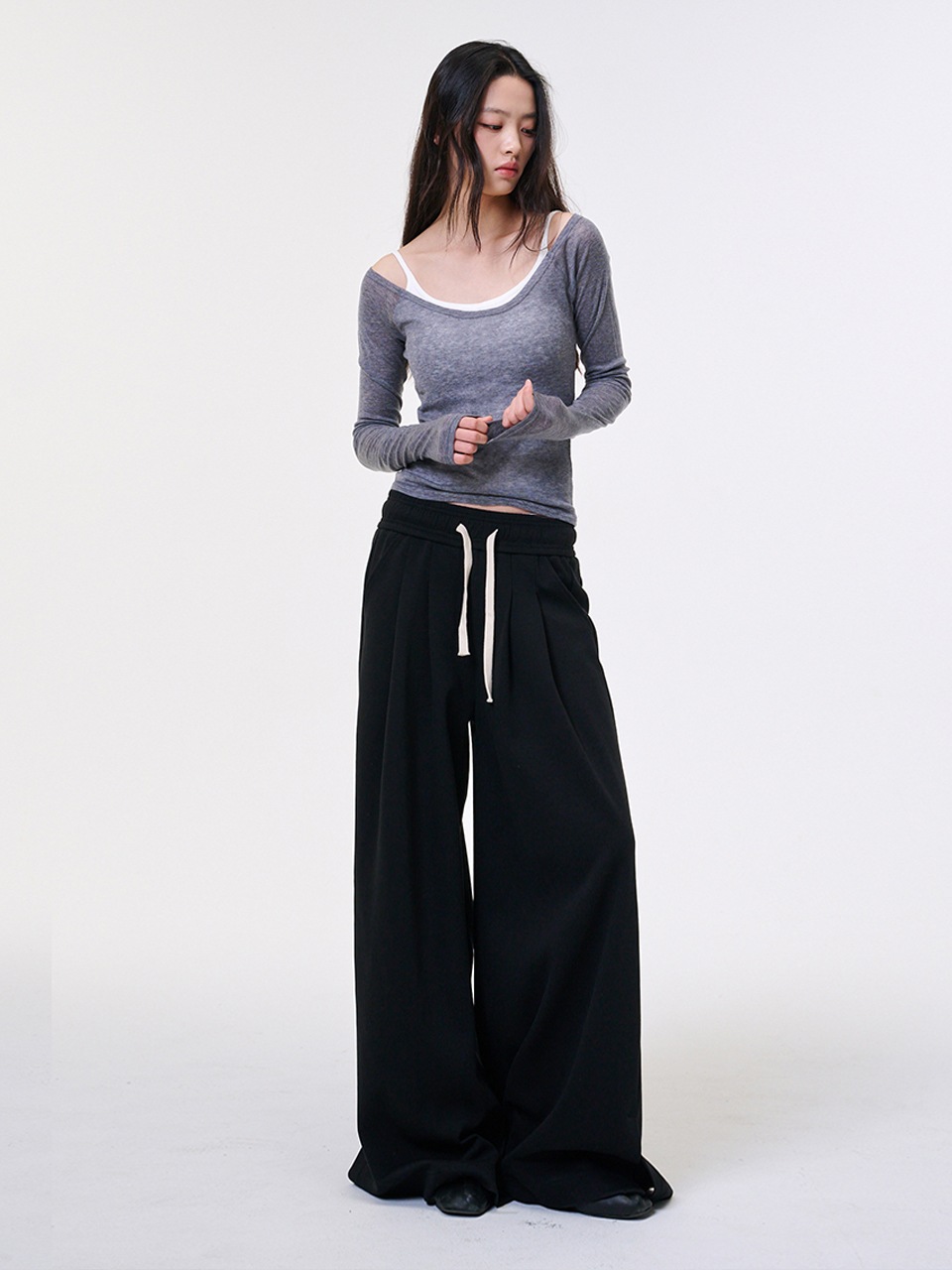 Flow String Wide Pants BK