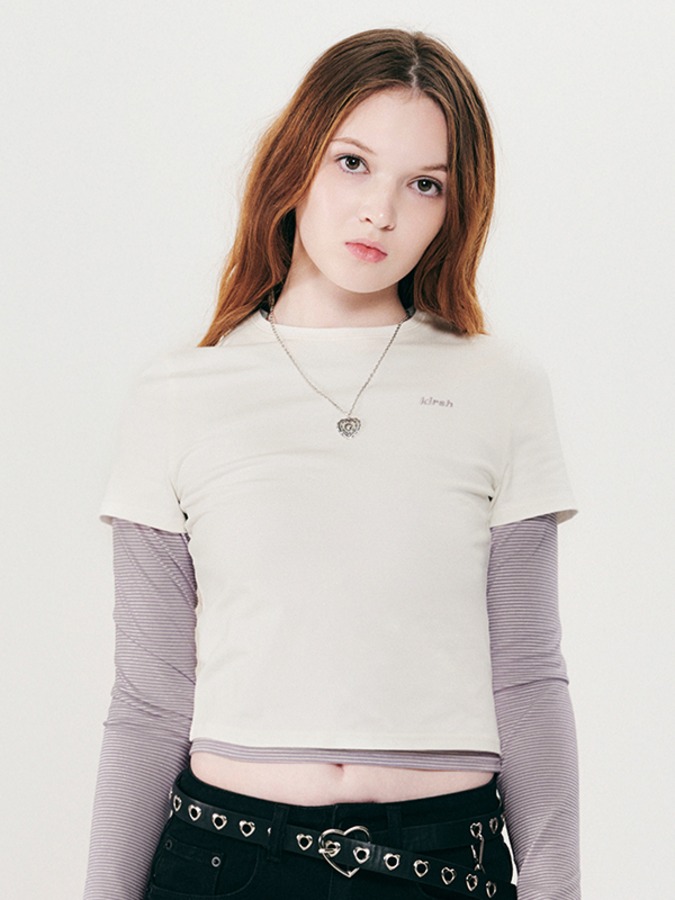 STRIPE LAYERED T-SHIRT 2PACK [WHITE]