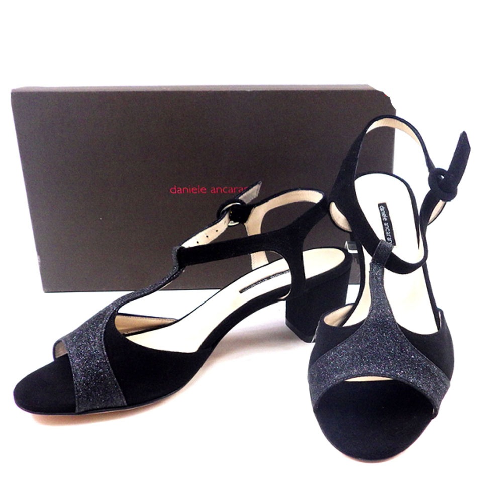 サンダル シューズ 靴 ラメ #36ハーフ ブラック 中古