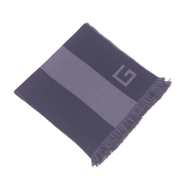 マフラー フリンジ付き Gマーク ネイビー グレー 中古 20,094円