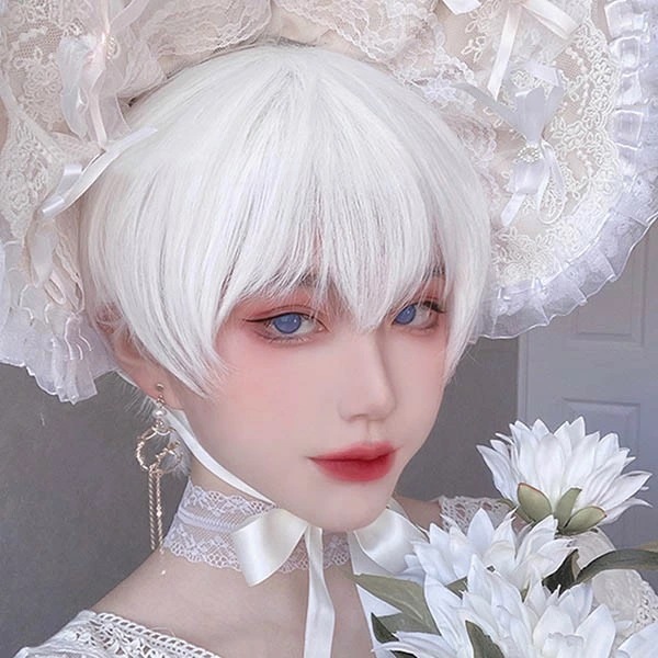 ウィッグ メンズ 短髪 かつら 自然 フルウィッグ ショートウィッグ 病みかわ ショートヘア 前髪あり コスプレ 男装 おしゃれ ナチュラル かっこいい 可愛い ショート 耐熱ウィッグ ホワイト 白髪 6,238円