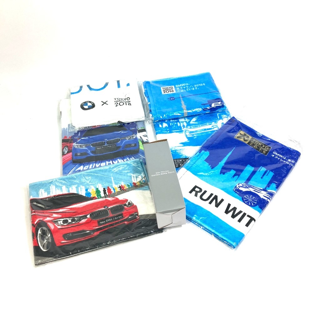 BMW ビーエムダブリュー タオル 東京マラソン　タオル6　サーモタンブラー 非売品/水筒 ノベルティ コットン ブルー