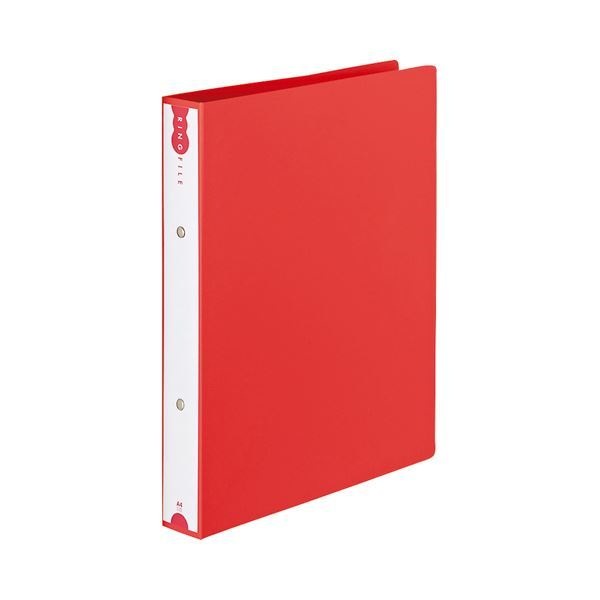 （まとめ） TANOSEE リングファイル（PP表紙） A4タテ 2穴 260枚収容 背幅42mm レッド 1セット（10冊） 2セット