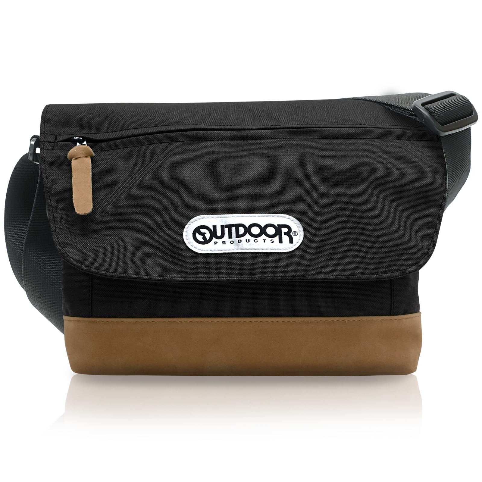 [アウトドアプロダクツ] ショルダーバッグ クラシック ミニ フラップ ナイロン スウェード合皮 ブラック