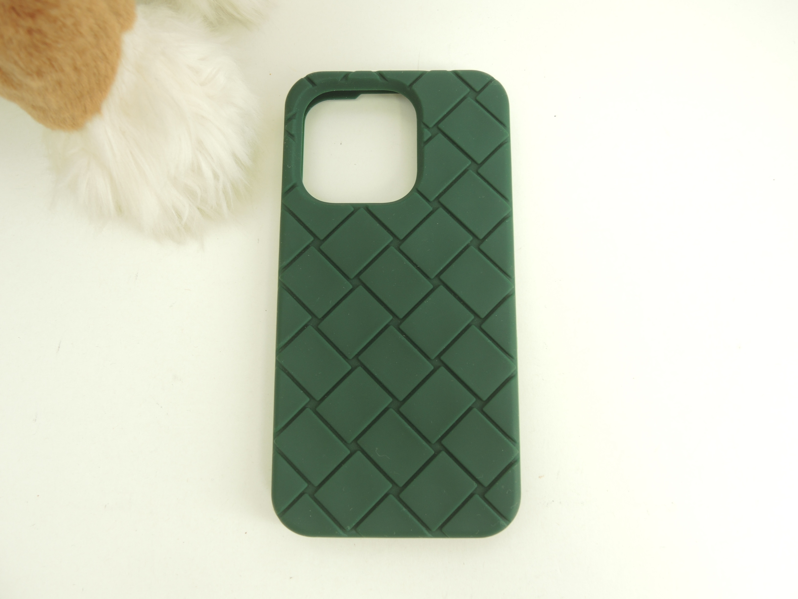 iphone14Proケース 中イントレチャート シリコン濃緑 カバー 美品@ 24