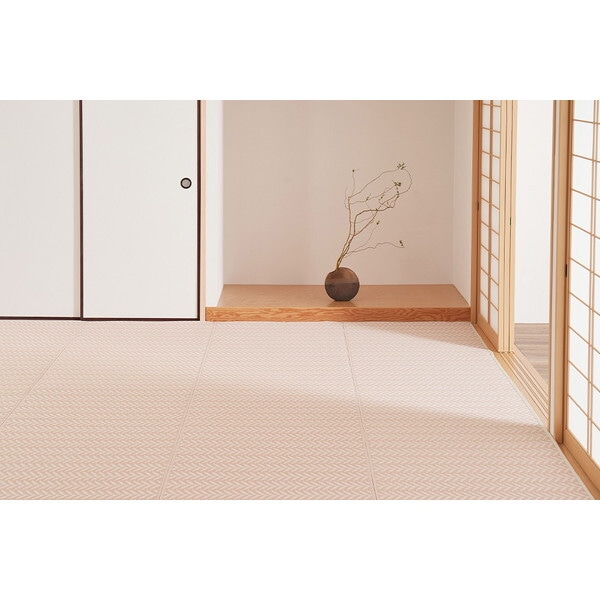 81968160 裏付き 洗えるい草風カーペット パスラッシュ 江戸間6畳 261×352 ピンク メーカー直送