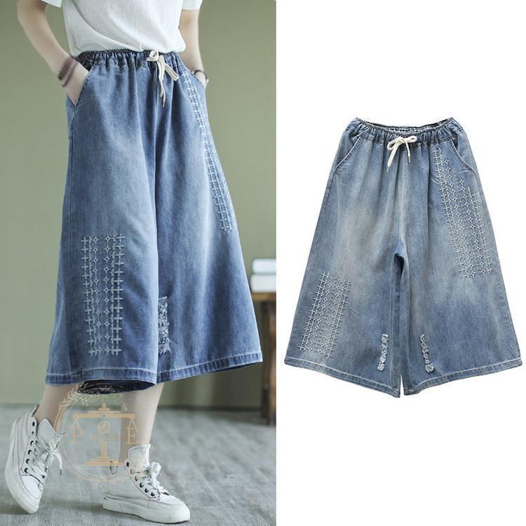 新品登場 ガウチョパンツ デニム スカーチョ スカンツ バギーパンツ ジーンズ 八分丈 七分丈 ゆったり ボトムス レディース
