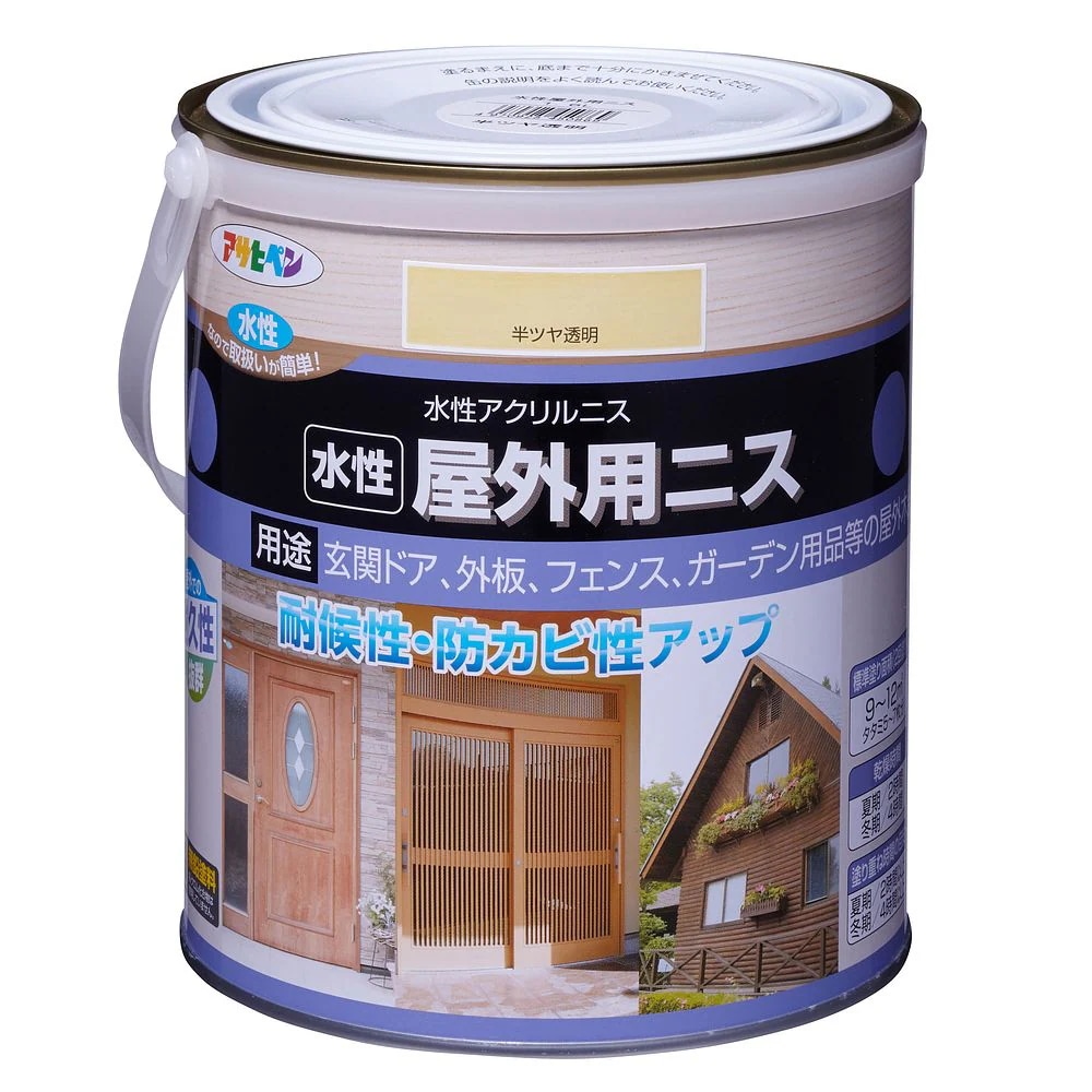 （まとめ買い）水性屋外用ニス 1.6L 半ツヤ透明 [x3]