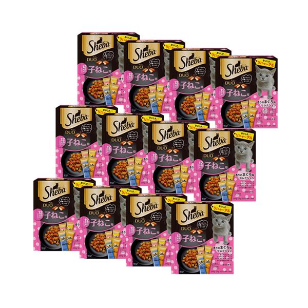 12個セット シーバデュオ 12か月までの子ねこ用 香りのまぐろ味セレクション 200g(L3)