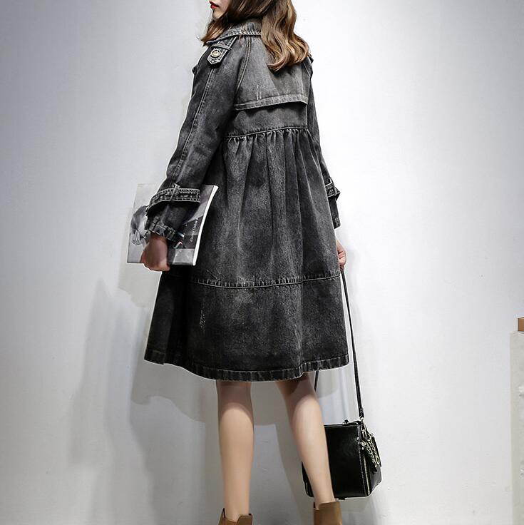 レディース デニム ライトアウターデニムトレンチコートスプリングコートデニムジャケット Gジャン