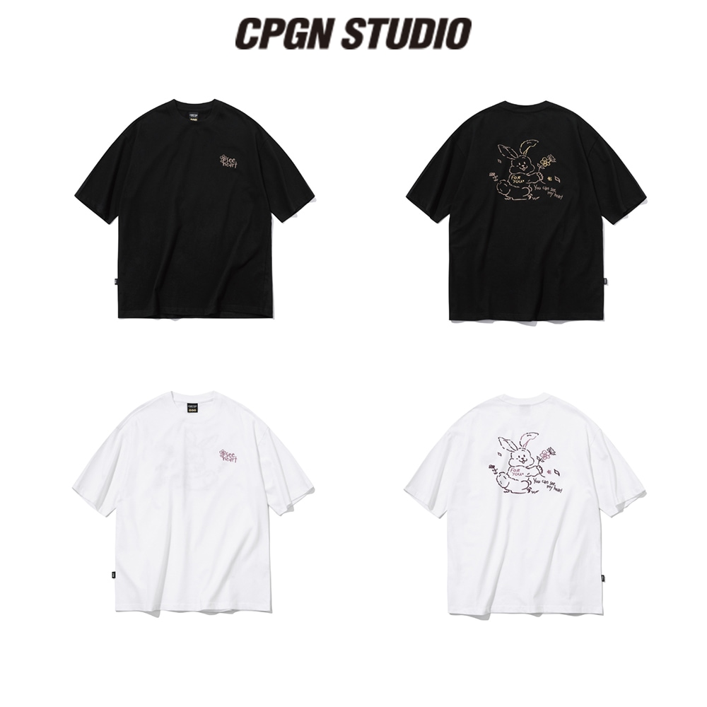 【CPGN STUDIO】 Heart Bunny Embroidered Short Sleeve Tee