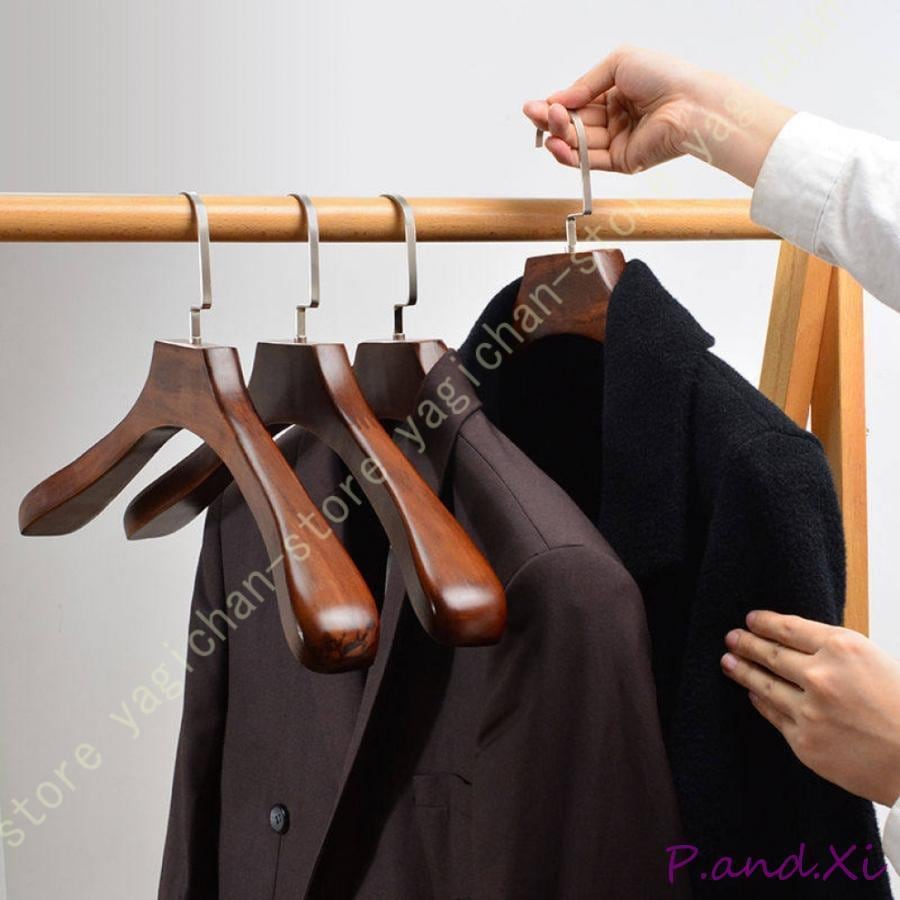 ハンガー 木製ハンガー 10本セット スーツハンガー バー付き コート スーツ ジャケット 高級 収納 ハンガー ブラウン ナチュラル 型崩れ 防止 プレゼント